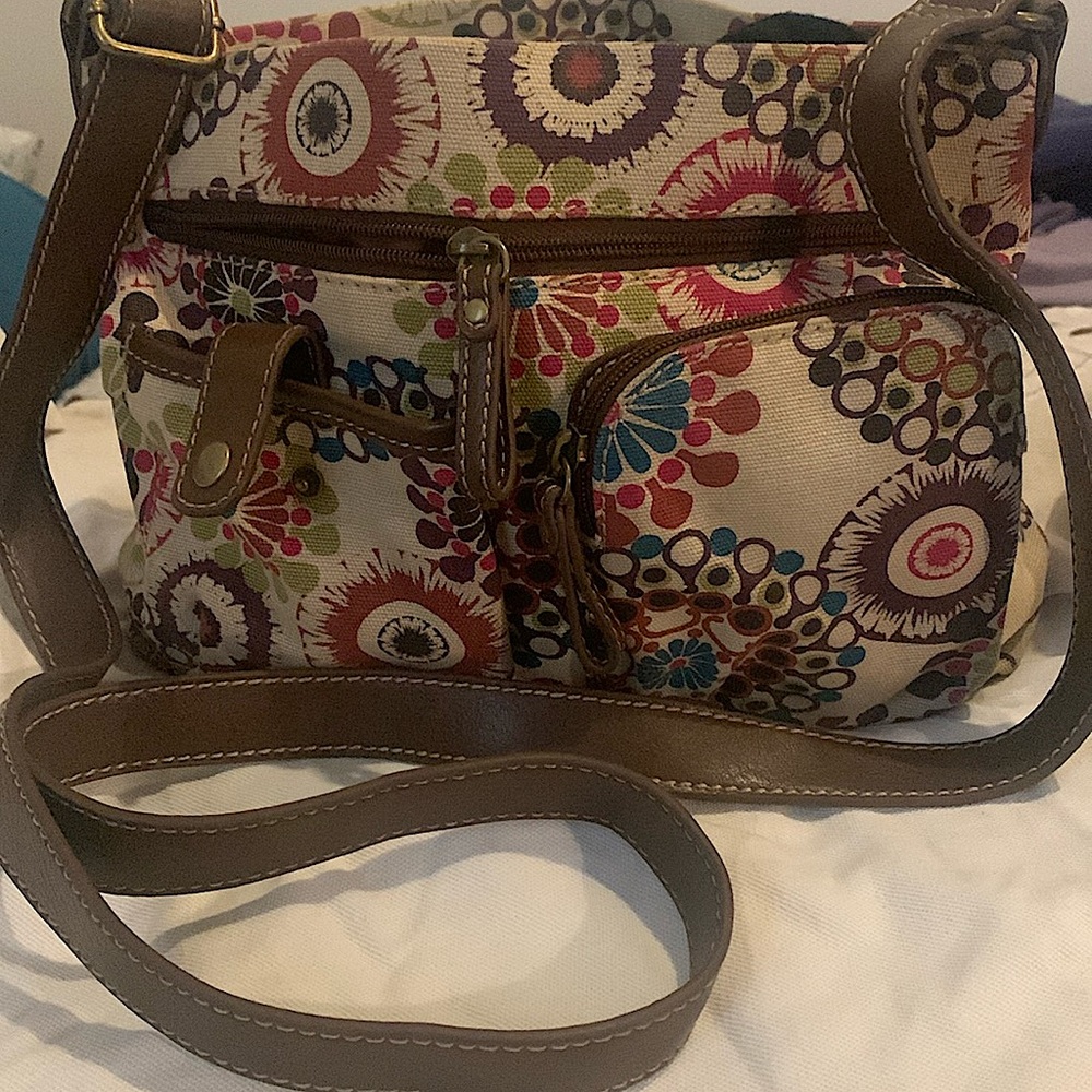 Relic Women's Brown Abstract Floral, Cross Body Purse Pre-Owned
